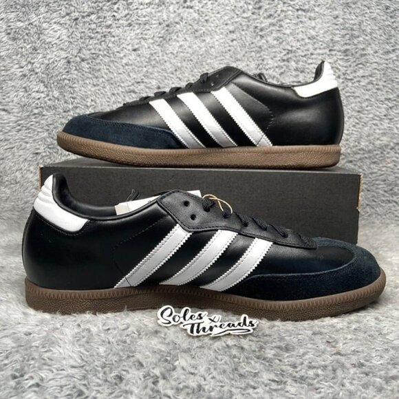 Adidas Samba Size 11.5 Men Black White Sneakers 019000 - Picture 2 of 9